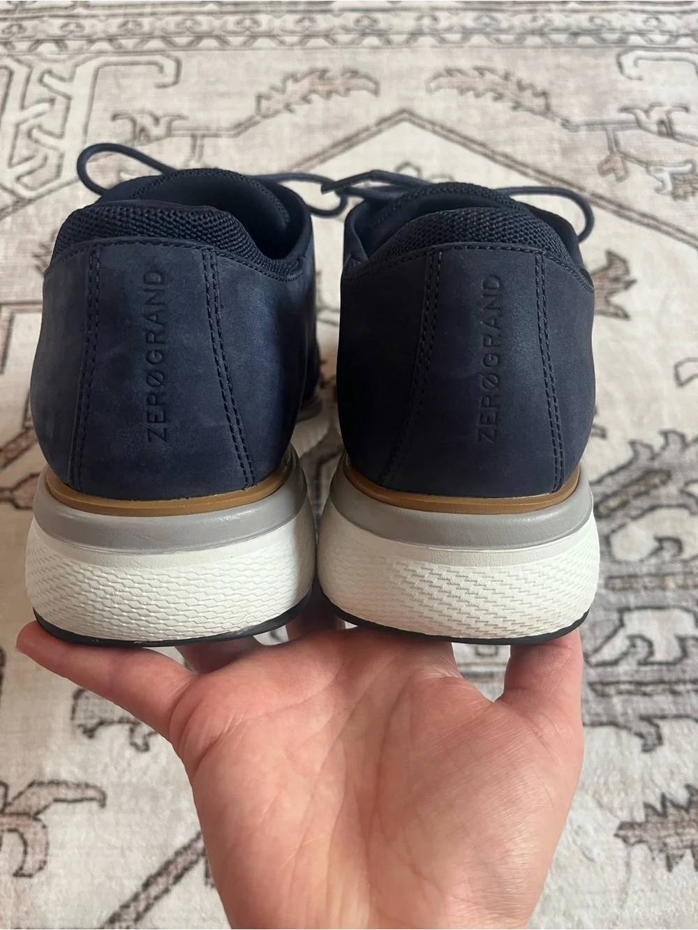 Cole Haan Men’s Navy Perforated Nubuck Leather Derby Sneakers